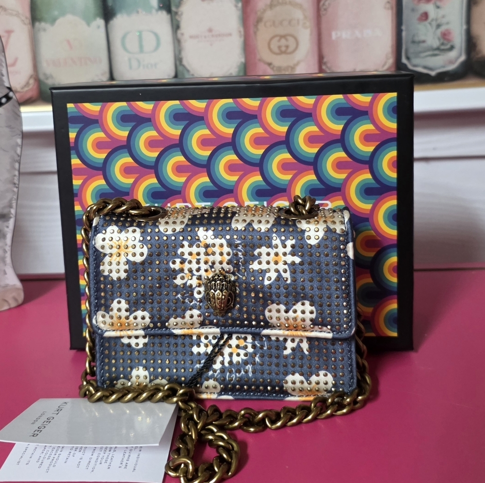 Stylish Blue and Gold Crossbody Bag